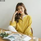 Half-placket Tie-cuff Lace-trim Blouse