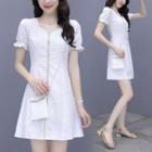 Short-sleeve Mini A-line Dress / Mini Crossbody Bag / Set