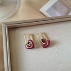 Heart Alloy Dangle Earring 1 Pair - Earring - Love Heart - Red & Gold - One Size