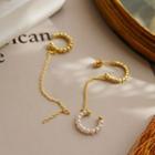 Faux Pearl Alloy Chained Asymmetrical Cuff Earring