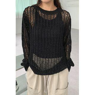 Round-neck Net-knit Top