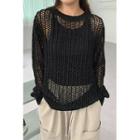 Round-neck Net-knit Top