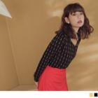 V-neck Striped Print Blouse