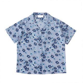 Floral Button-up Oversize Cropped Shirt
