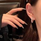 Asymmetrical Rhinestone Faux Pearl Hoop Earring Type E - 1 Pair - Silver Needle - Silver - One Size