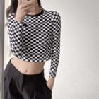 Checkerboard Slim-fit Crop T-shirt