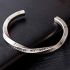 Stainless Steel Lettering Twisted Open Bangle 161 - Stainless Steel - Silver - One Size
