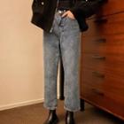 High-waist Button-detail Jeans