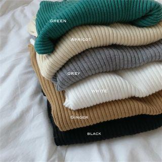 Plain Stand Collar Long-sleeve Knitted Top
