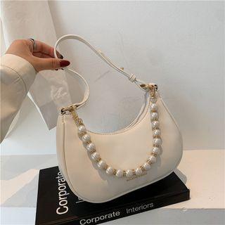 Beaded Faux Leather Shoulder Bag