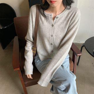 Round-neck Melange Knit Cardigan