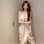 Halter-neck Chain Cutout Sheath Dress