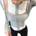 Mock Two-piece Long-sleeve Cropped Top
