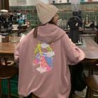 Unicorn Print Hooded Zip Sweatshirt