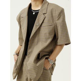 Short-sleeve Plaid Blazer / Shorts