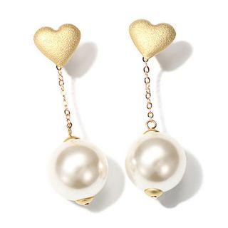 Faux Pearl Drop Heart Earrings