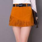 Fringed Knit Skort