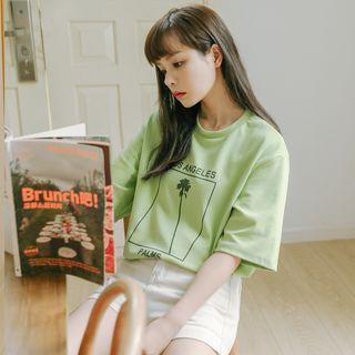 Elbow-sleeve Palm Tree T-shirt