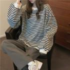 Long-sleeve Striped Sweatshirt Black & White - One Size