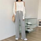 Cold-shoulder T-shirt / Wide Leg Pants