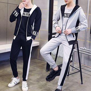 Set: Short-sleeve T-shirt + Hooded Zip-up Jacket + Sweatpants
