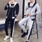 Set: Short-sleeve T-shirt + Hooded Zip-up Jacket + Sweatpants
