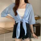 Set: Camisole Top + Elbow-sleeve Light Jacket