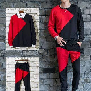 Set: Two-tone Pullover + Sweatpants