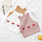 Halter Heart Embroidered Knit Tank Top