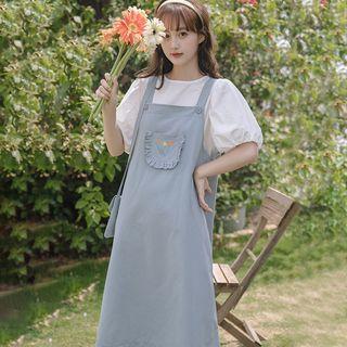 Crewneck Plain Oversize Blouse / Embroider Floral A-line Dress