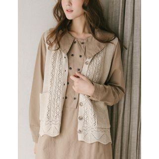 Hooded Pointelle-knit Vest