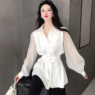 Mesh Panel Oversize Shirt