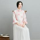 Floral Long-sleeve Hanfu Top