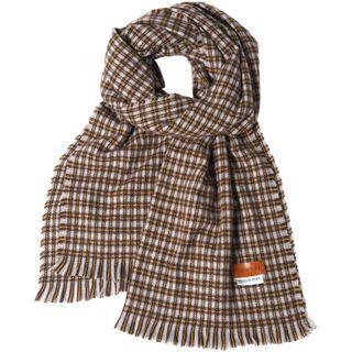 Plaid Fringed Scarf Khaki - One Size