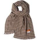 Plaid Fringed Scarf Khaki - One Size