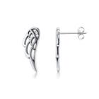 925 Sterling Silver Fashion Angel Wing Stud Earrings With Austrian Element Crystal Silver - One Size