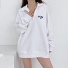 Lettering Polo-neck Loose-fit Sweatshirt White - One Size