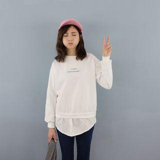 Lettering Mock Two Piece Sweatshirt
