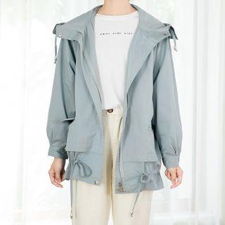 Pocketed Zip Hooded Windbreaker