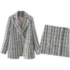 Double Breasted Tweed Blazer / Skirt / Set