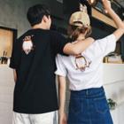 Couple Matching Embroidered Short Sleeve T-shirt