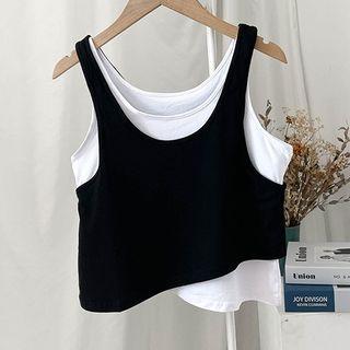 Mock-two-piece Asymmetrical Tank Top