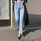 Released-hem Straight Jeans