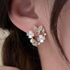 Flower Drop Earring 1 Pair - Stud Earring - Silver Needle - Gold - One Size