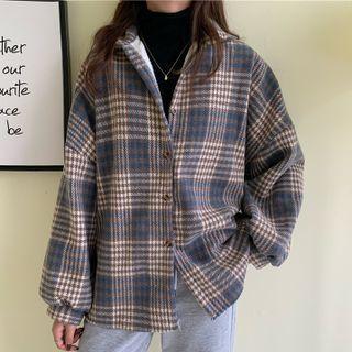Plaid Shirt Jacket / Turtleneck Top