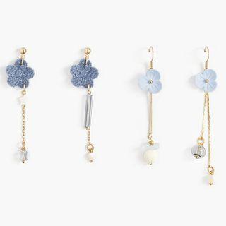 Asymmetrical Flower Bead Drop Earring