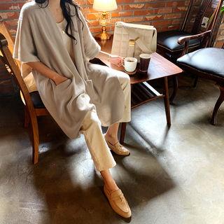 Woolen Open Long Cape Cardigan