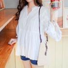 3/4-sleeve Stand Collar Blouse