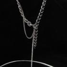 Rhinestone Stainless Steel Necklace 1 Pc - Silver - One Size