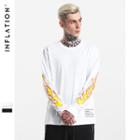 Dip-back Flame-print Long-sleeved T-shirt
